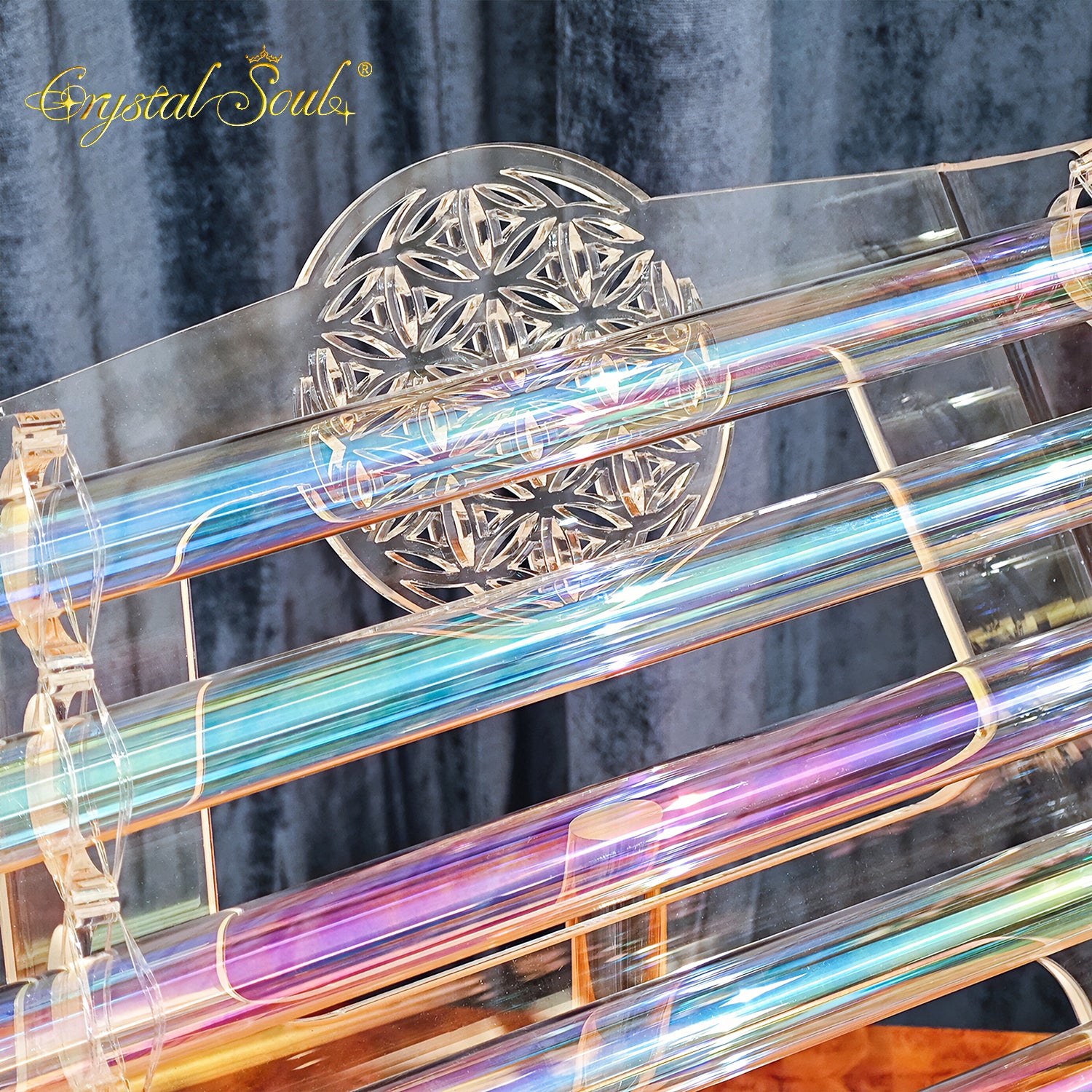 Crystal Soul Flower of Life Aurora Crystal Harp