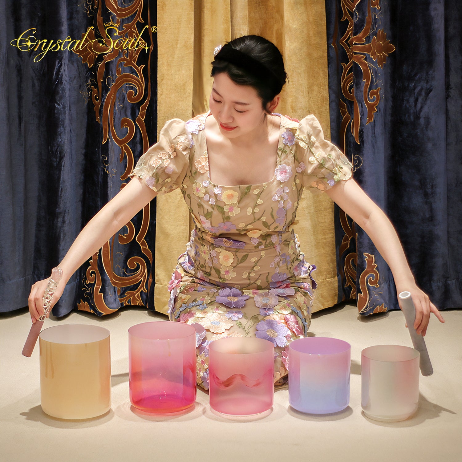 Crystal Soul 2026 New Model Alchemy Crystal Bowl Harmony Collection Five Note Set