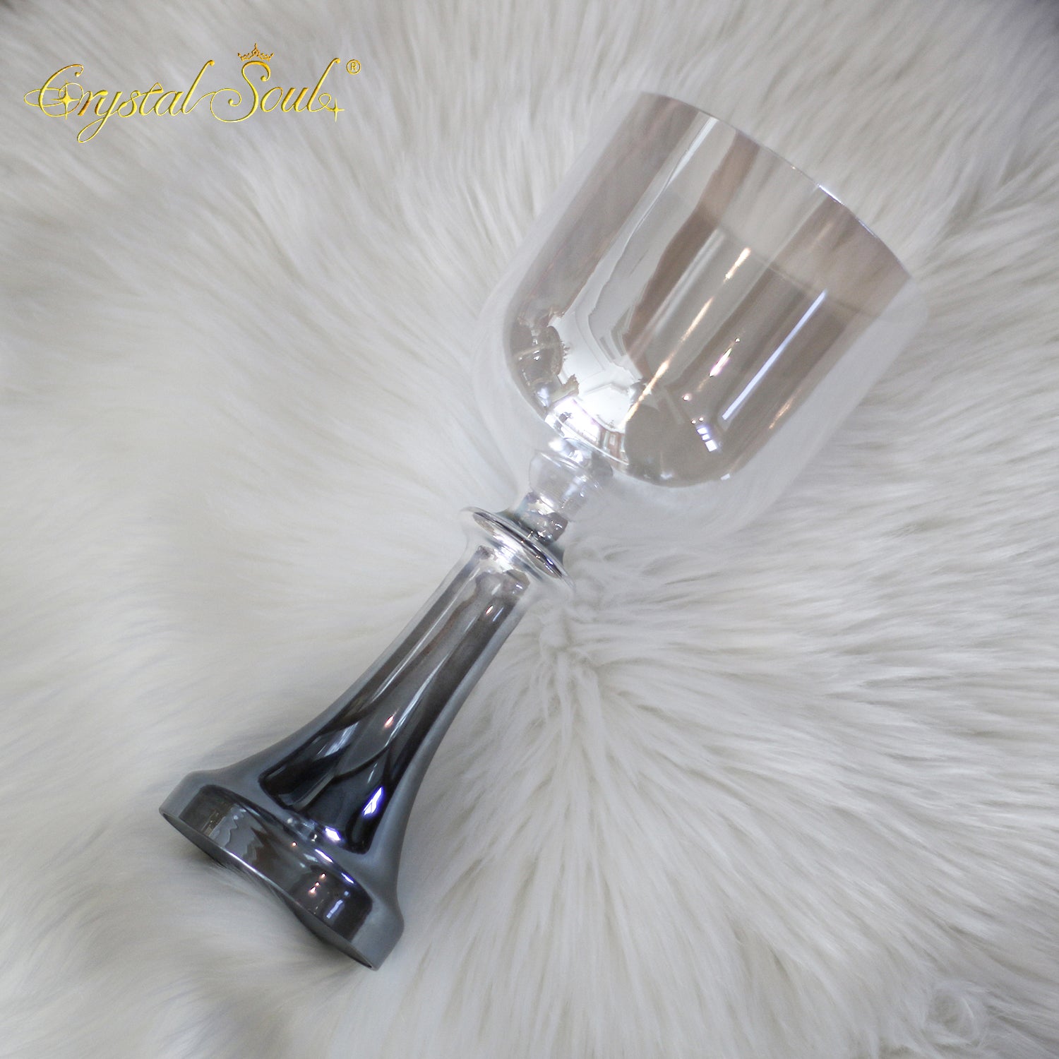 Crystal Soul Black-Gray-Silver-White Pearl Gradient Holy Grail Crystal Bowl