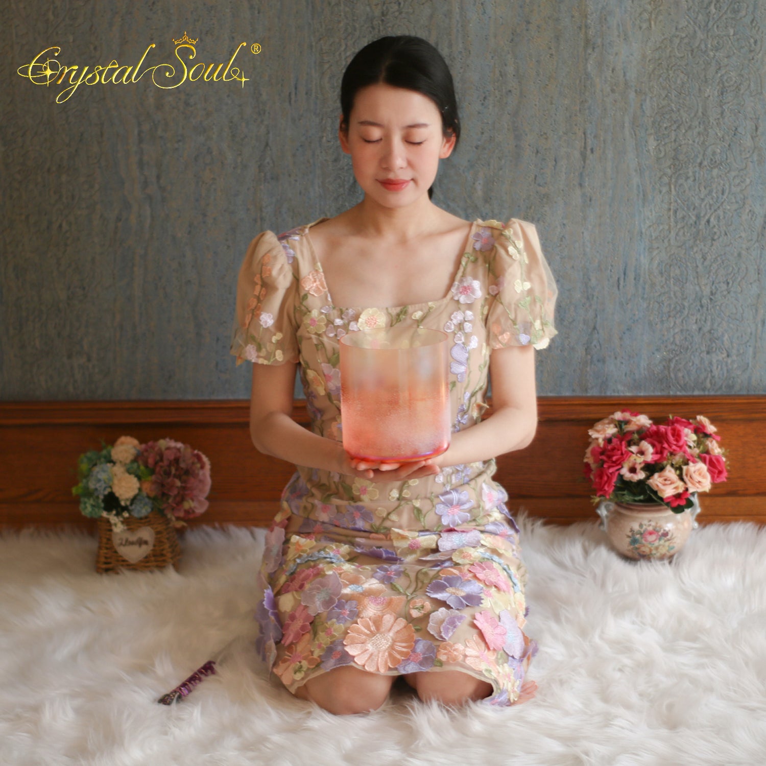 Crystal Soul Premium High Quality Orange Red Sandblasted Alchemy Crystal Bowl