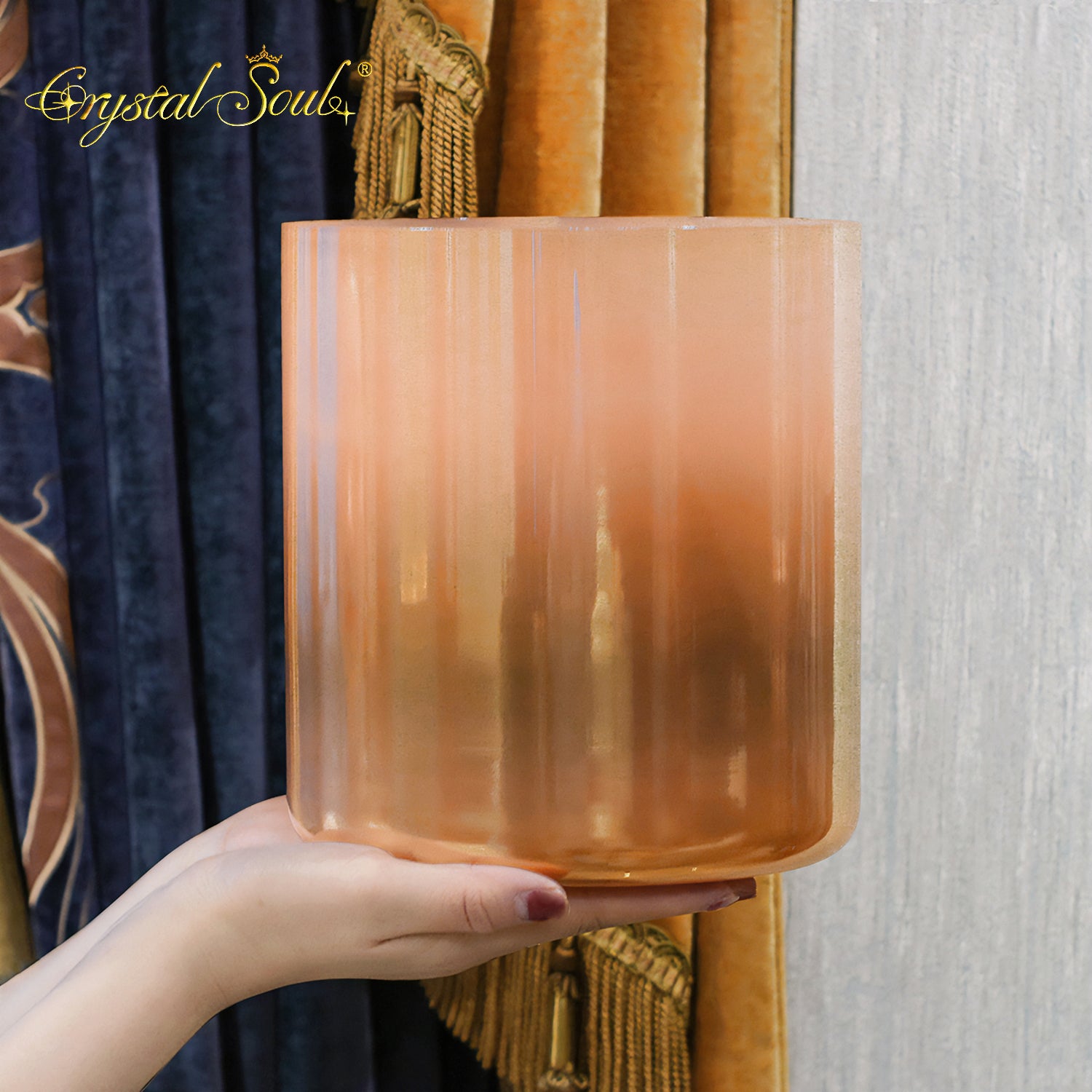 Crystal Soul Sunset Orange Gold Alchemy Crystal Bowl