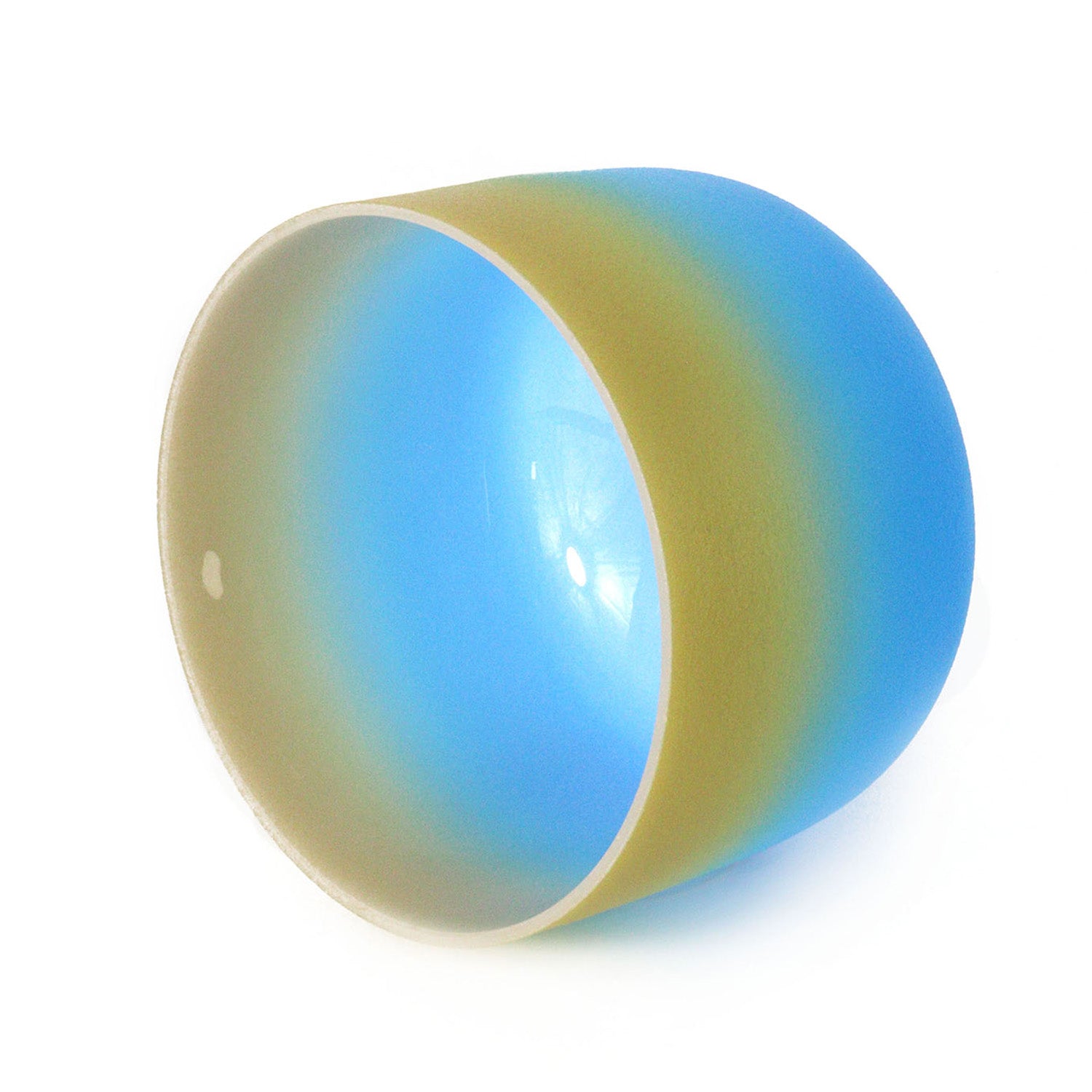 Crystal Soul Gold Azure Gradient Frosted Quartz Crystal Singing Bowl