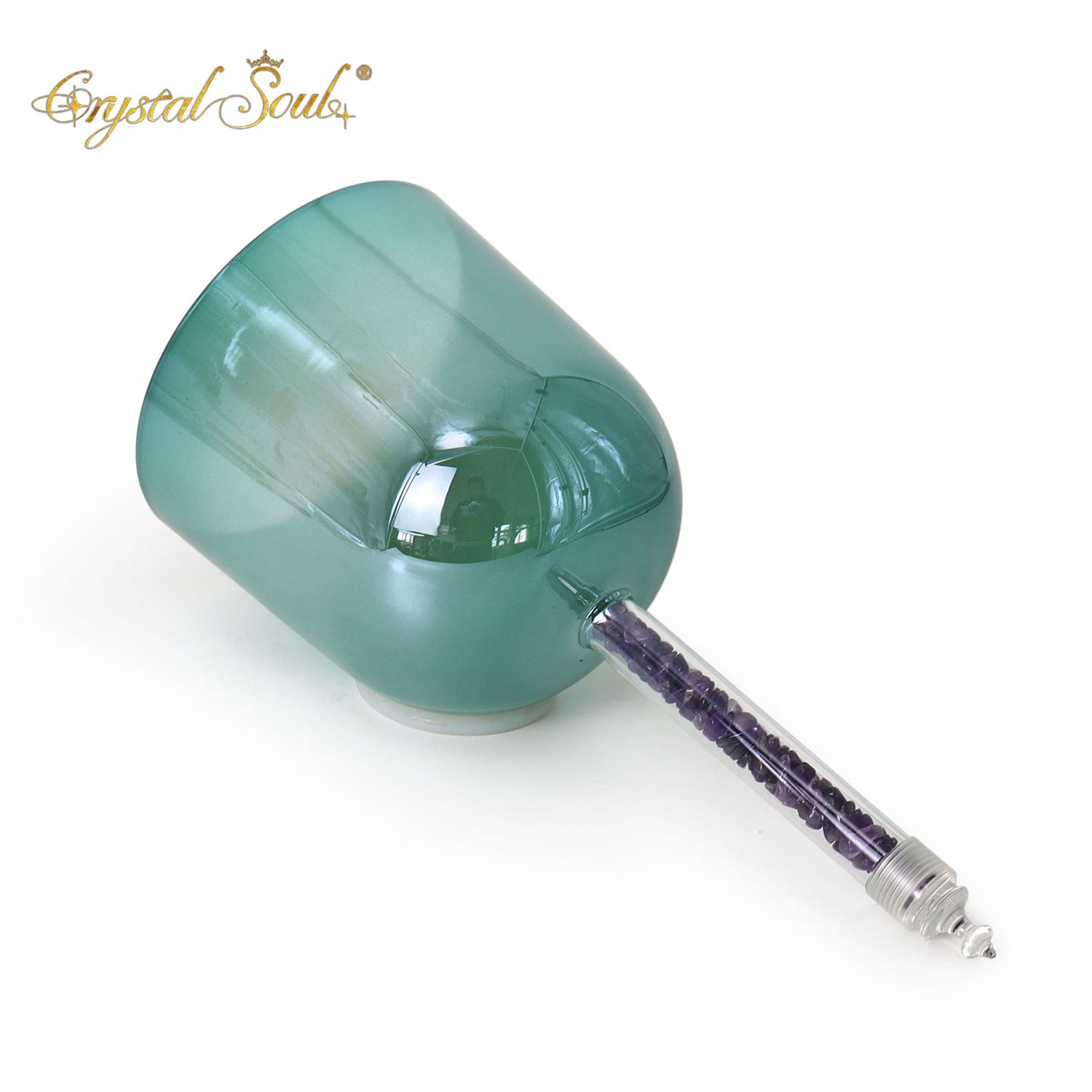 Crystal Soul Dark Green Jade Handle Alchemy Crystal Bowl