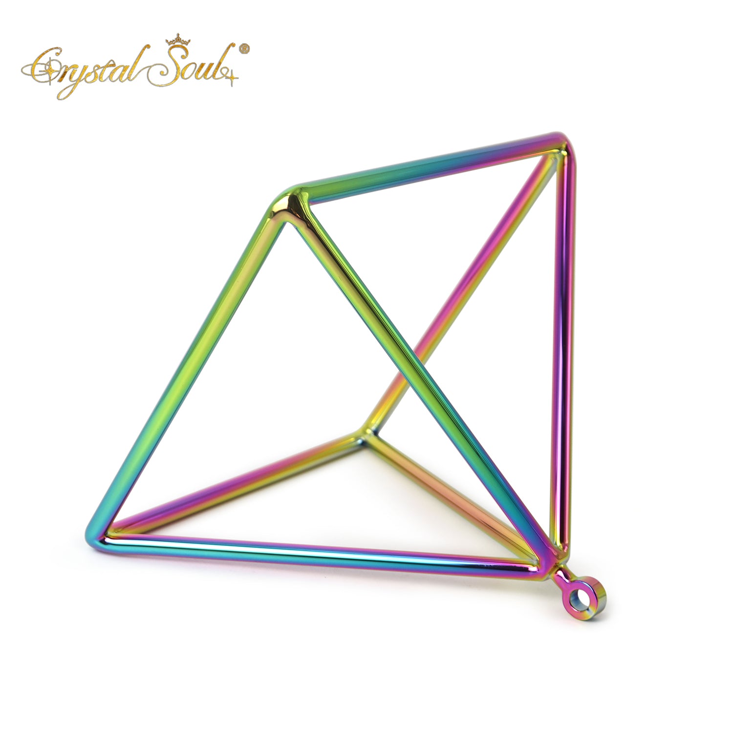 Crystal Soul Pink Green Titanium Steel Crystal Pyramid