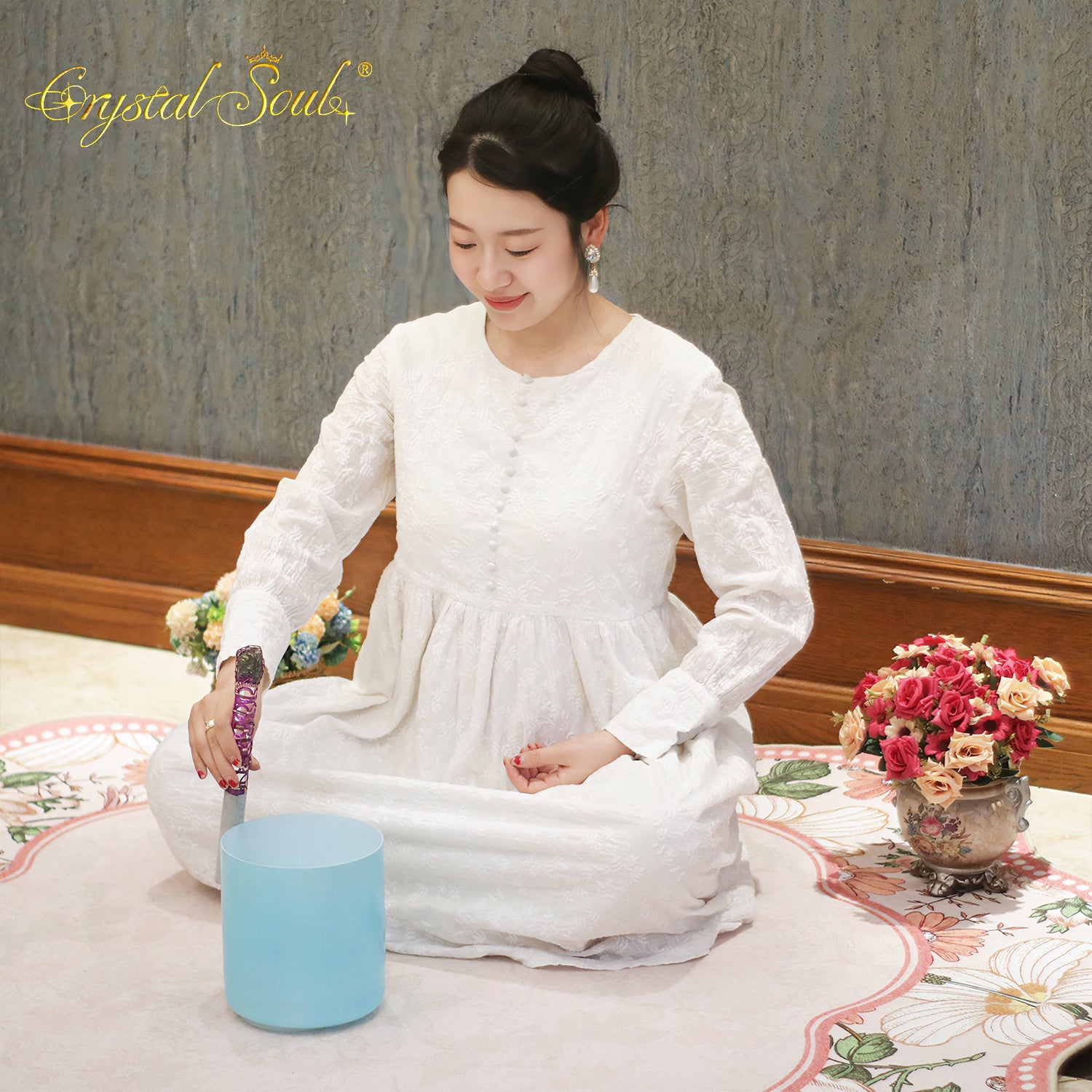 Crystal Soul Blue Glazed Alchemy Crystal Bowl