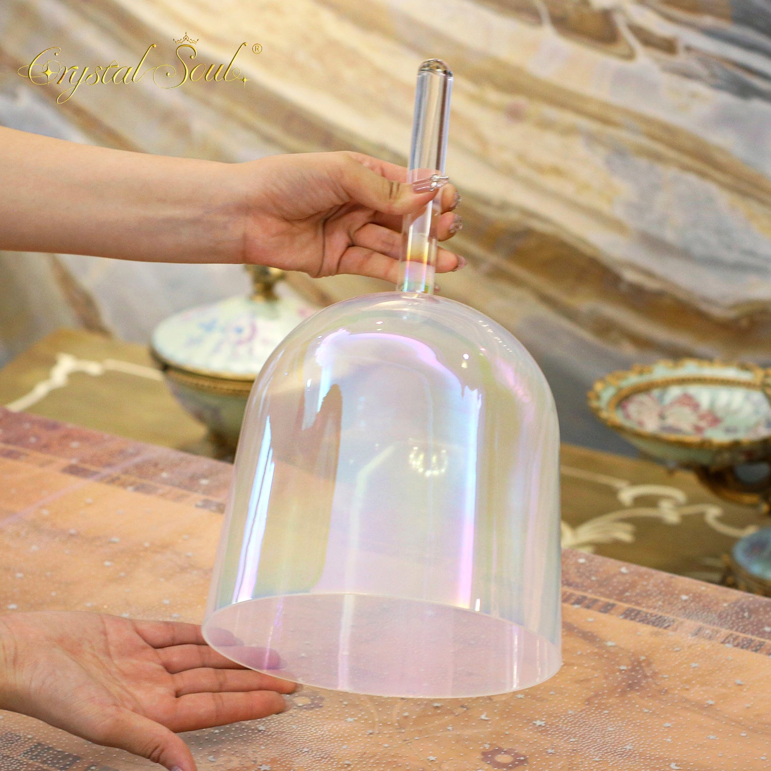 Crystal Soul Colorful Mermaid-Alchemy Handle Crystal Bowl