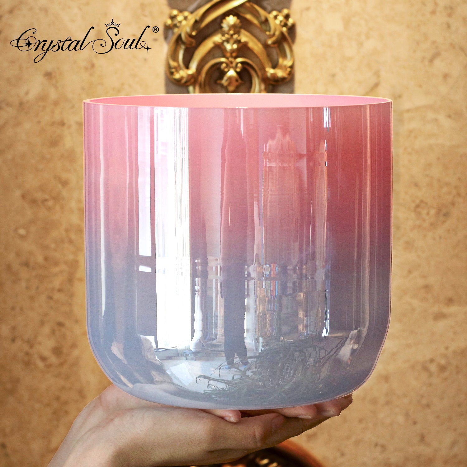 Crystal Soul High Quality Thickened Pink Azure Gradient Alchemy Crystal Bowl