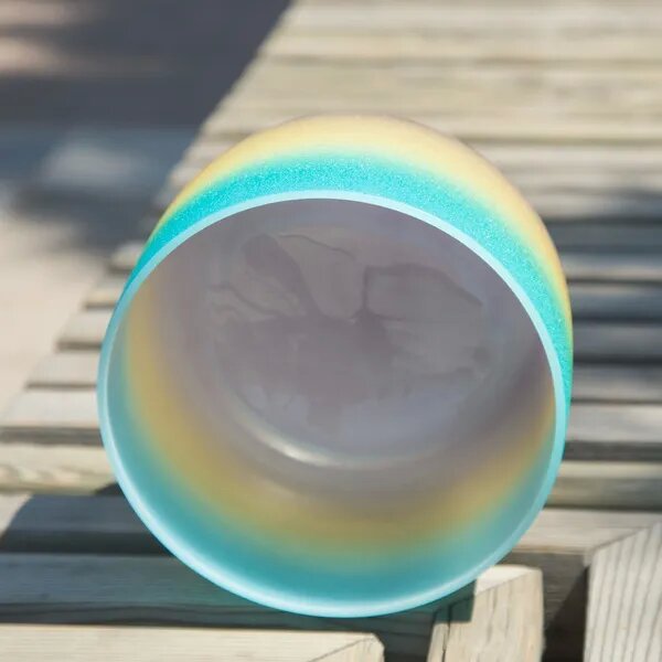 Crystal Soul Azure Yellow Purple Gradient Frosted Quartz Crystal Singing Bowl