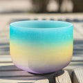 Crystal Soul Azure Yellow Purple Gradient Frosted Quartz Crystal Singing Bowl