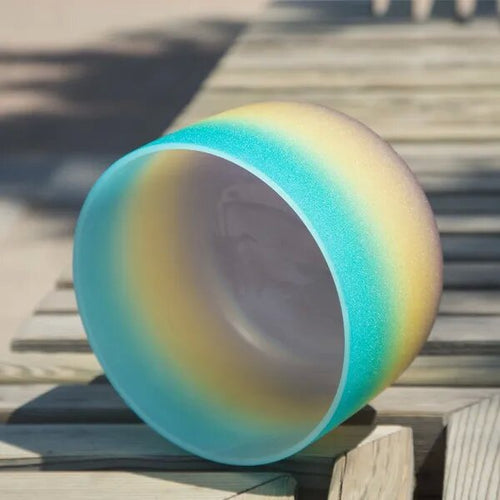 Crystal Soul Azure Yellow Purple Gradient Frosted Crystal Singing Bowl