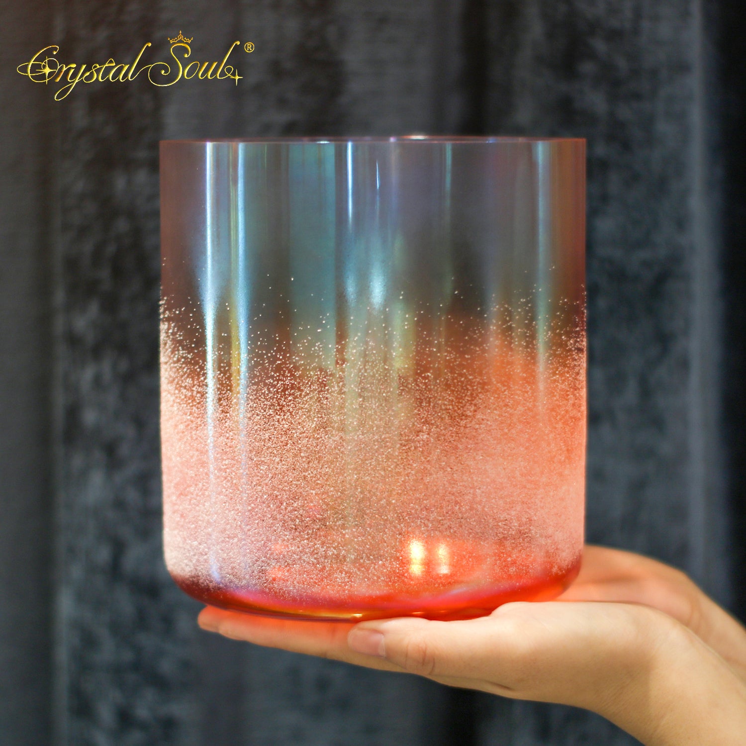 Crystal Soul Premium High Quality Orange Red Sandblasted Alchemy Crystal Bowl