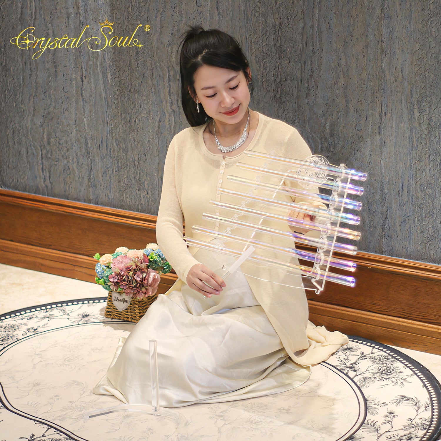 Crystal Soul Flower of Life Aurora Crystal Harp