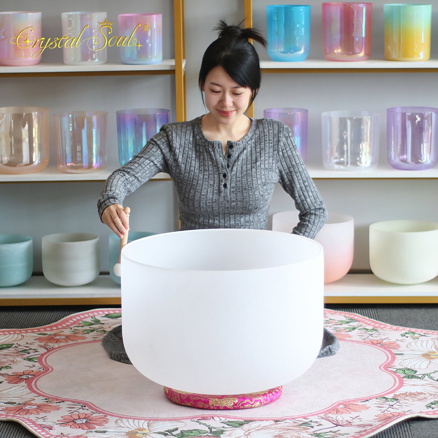 Crystal Soul Extra Large 22" White Frosted Crystal Bowl