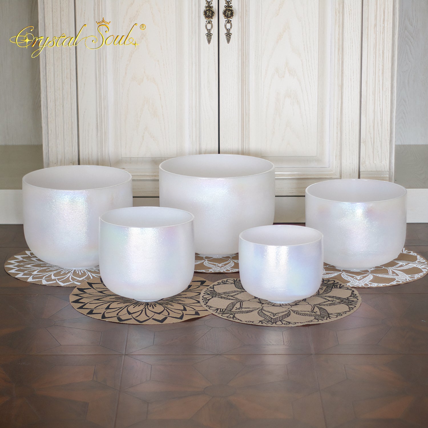 Crystal Soul New Exclusive Design Alchemy Crystal Bowl Harmony Set Precious Metal Alchemy Crystal Bowl