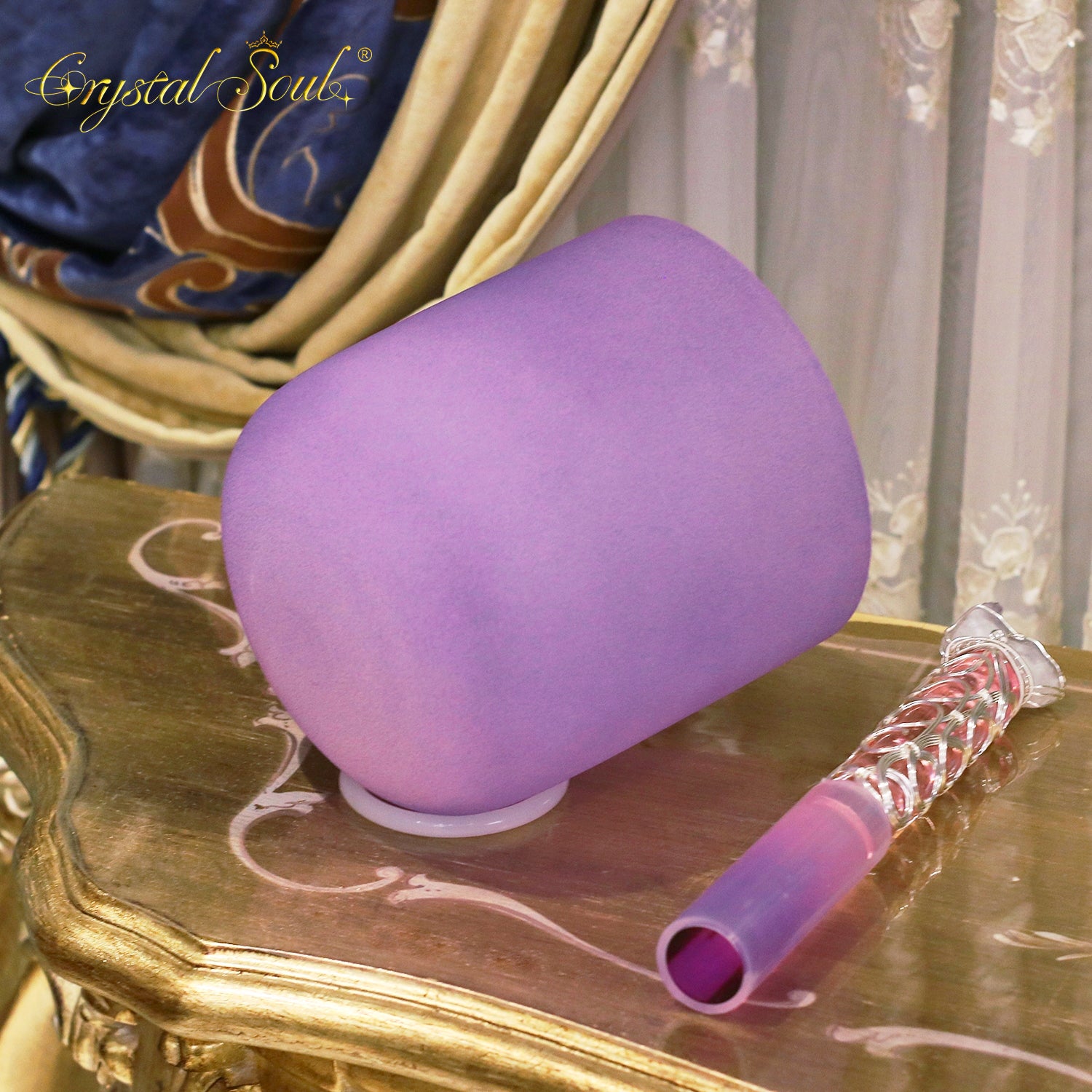 Crystal Soul Macaron Purple Frosted Crystal Singing Bowl