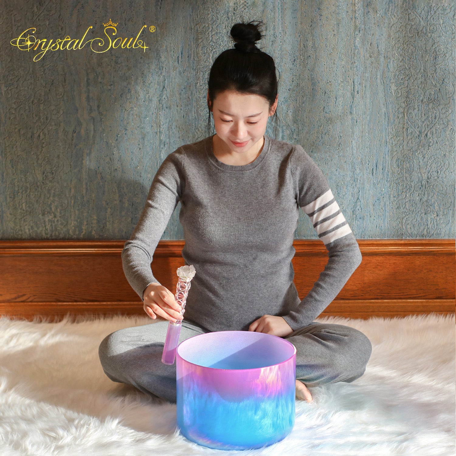 Crystal Soul New Gradient Azure-Pink Alchemy Crystal Bowl