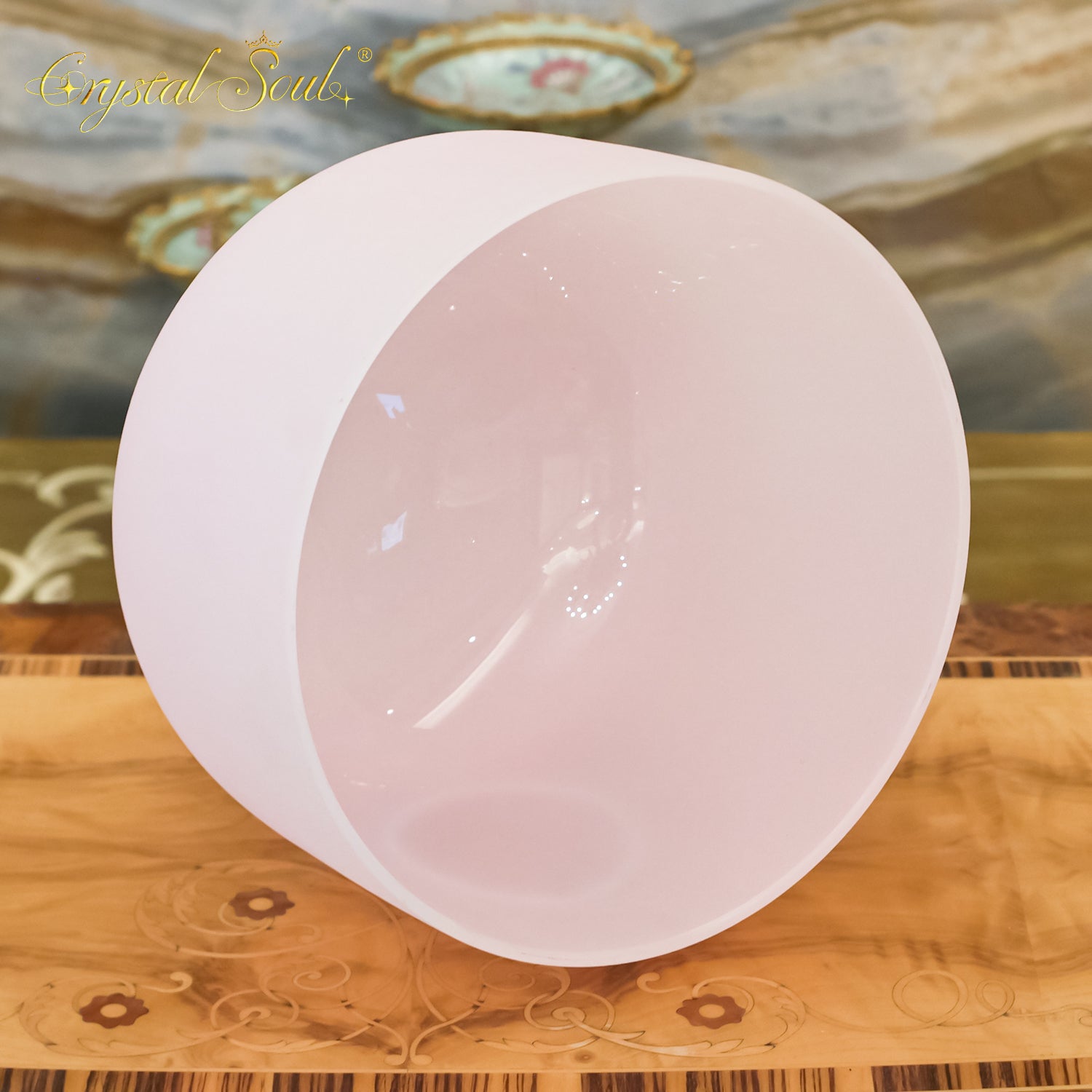 Crystal Soul Macaron Pink Frosted Crystal Singing Bowl
