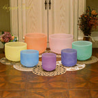 Crystal Soul Candy Color Classic Seven Chakra Frosted Crystal Bowl Set