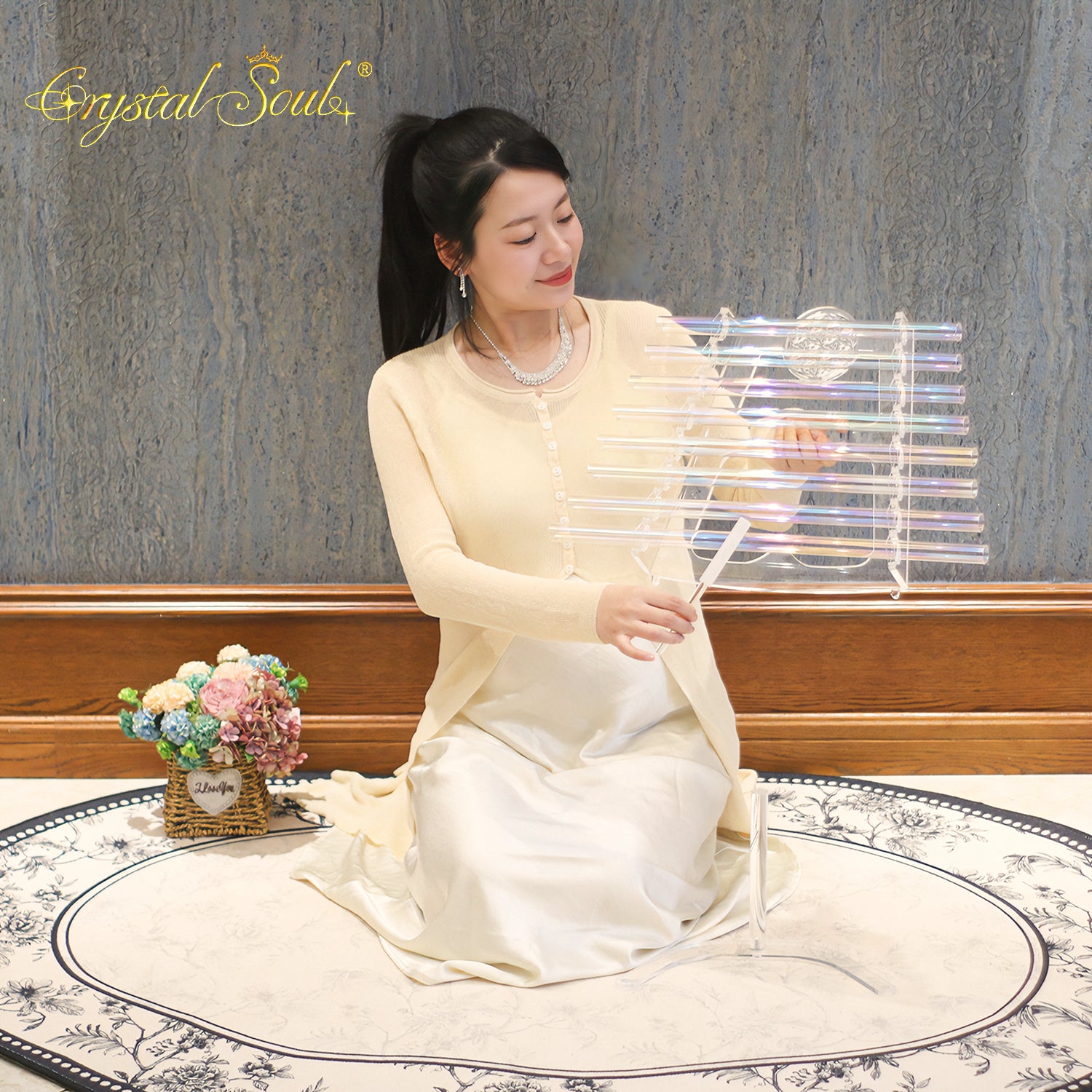 Crystal Soul Flower of Life Aurora Crystal Harp
