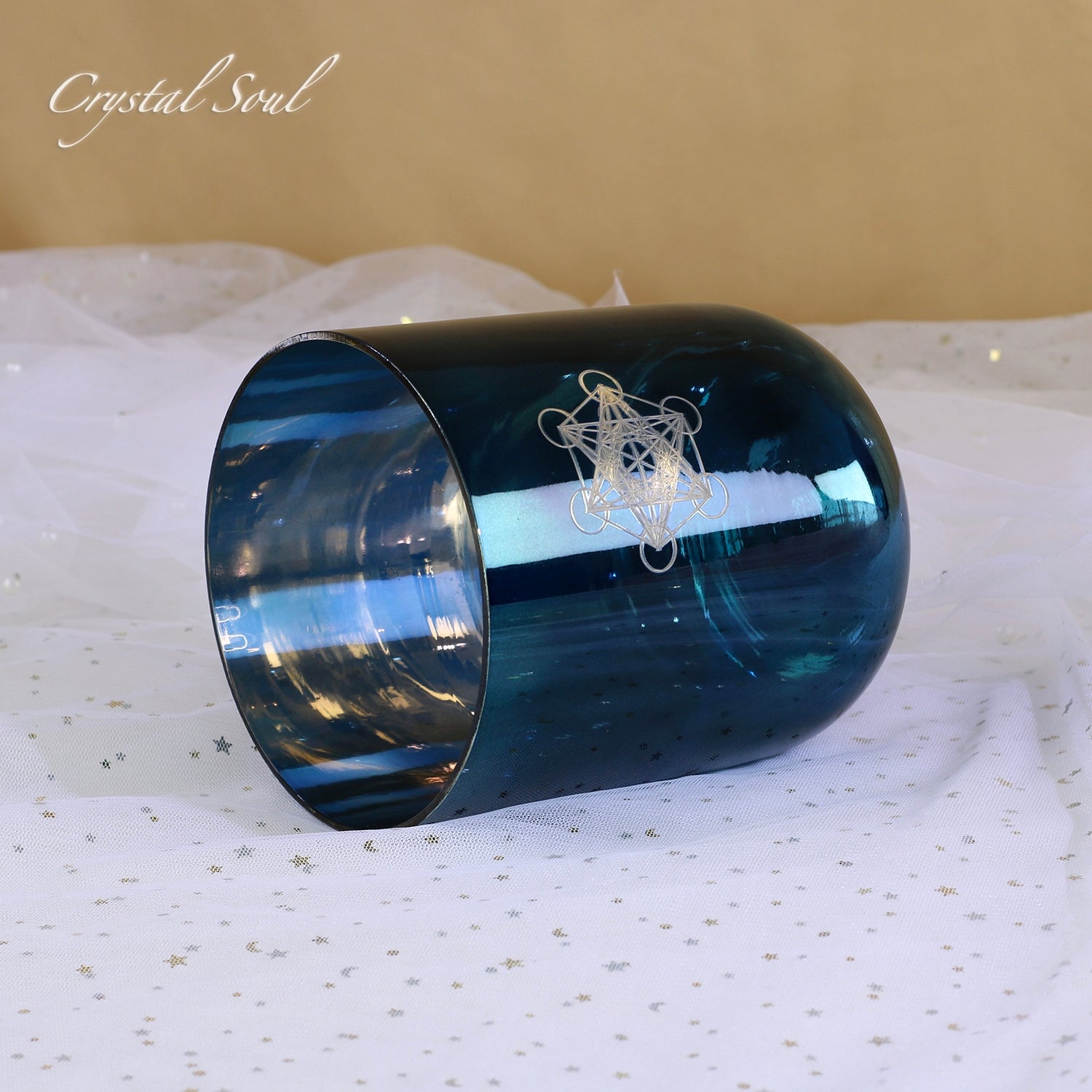 Crystal Soul Cerulean Electroplated Laser Engraved Crystal Singing Bowl