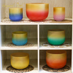 Crystal Soul Seven Chakra Gold-rimmed Classic Color Frosted Crystal Bowl
