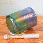 Crystal Soul Latest Cosmic Aurora Sandblasted Purple-Green Aurora Gradient Alchemy Crystal Bowl