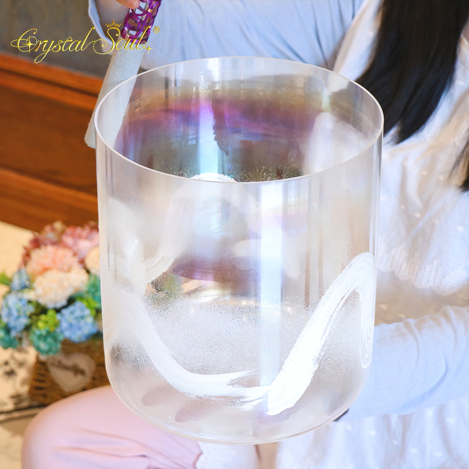 Crystal Soul Superior Design High Quality Gemstone Imbued Hand Painted Alchemy Crystal Bowl