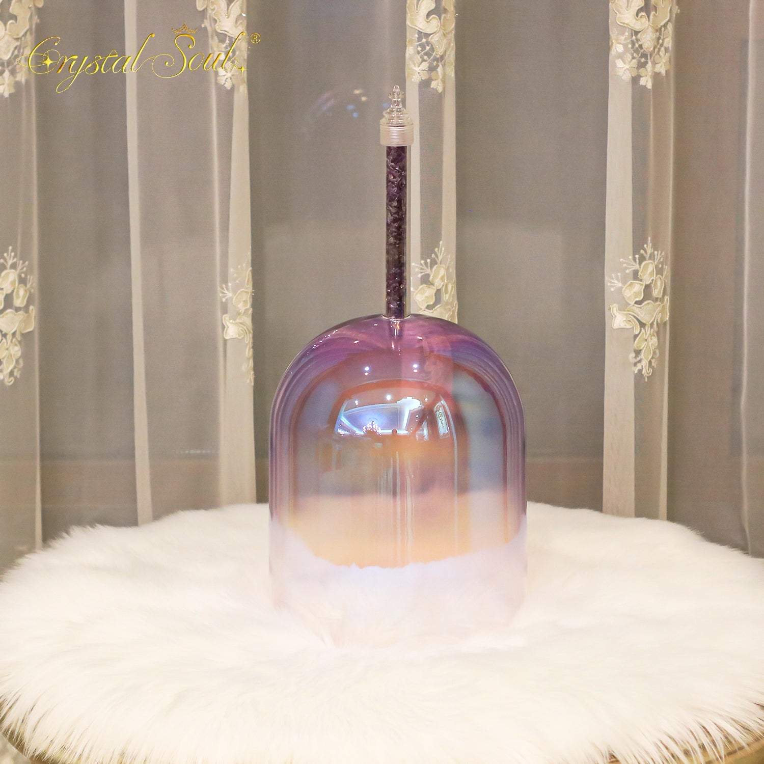 Crystal Soul Amethyst Handle Purple Gradient Aurora Crystal Handle Bowl