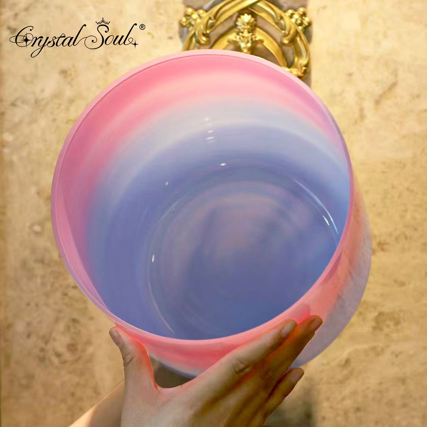 Crystal Soul High Quality Thickened Pink Azure Gradient Alchemy Crystal Bowl