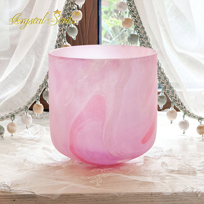 Crystal Soul Reiki Series Misty Pink Cloud Matte Frosted Crystal Singing Bowl