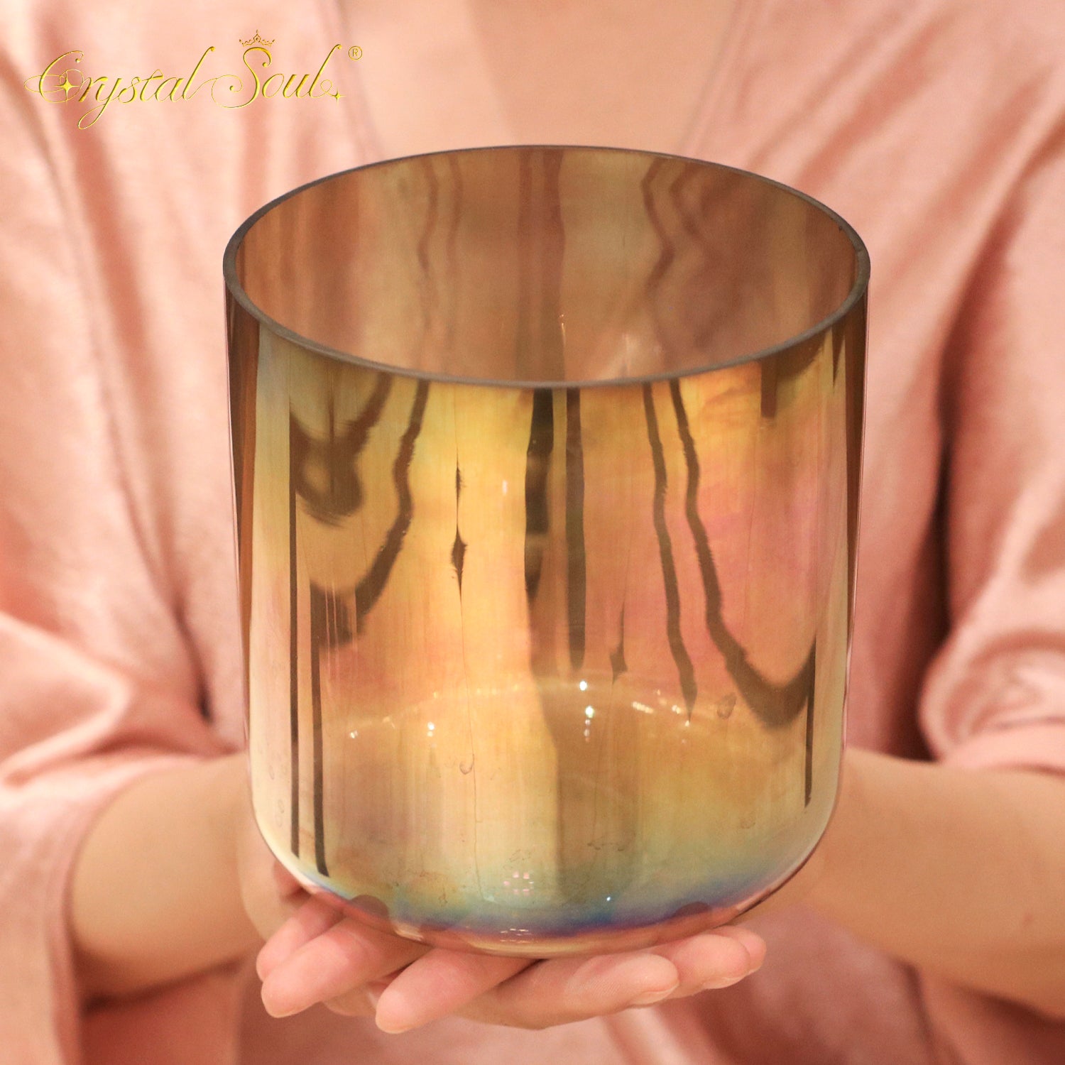 Crystal Soul Superior Design New Arrival Champagne Gold-Brown Alchemy Crystal Bowl