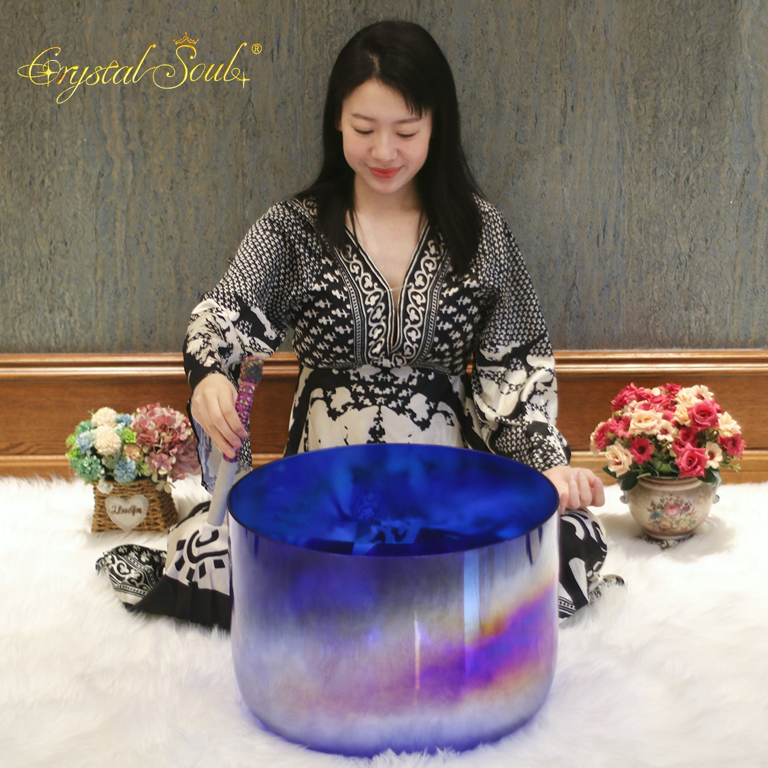 Crystal Soul High Quality Cosmic Purple Aurora Alchemy Crystal Bowl Customizable 18"