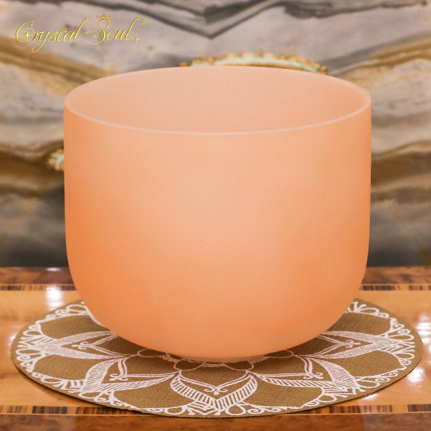 Crystal Soul Macaron Orange Frosted Crystal Singing Bowl