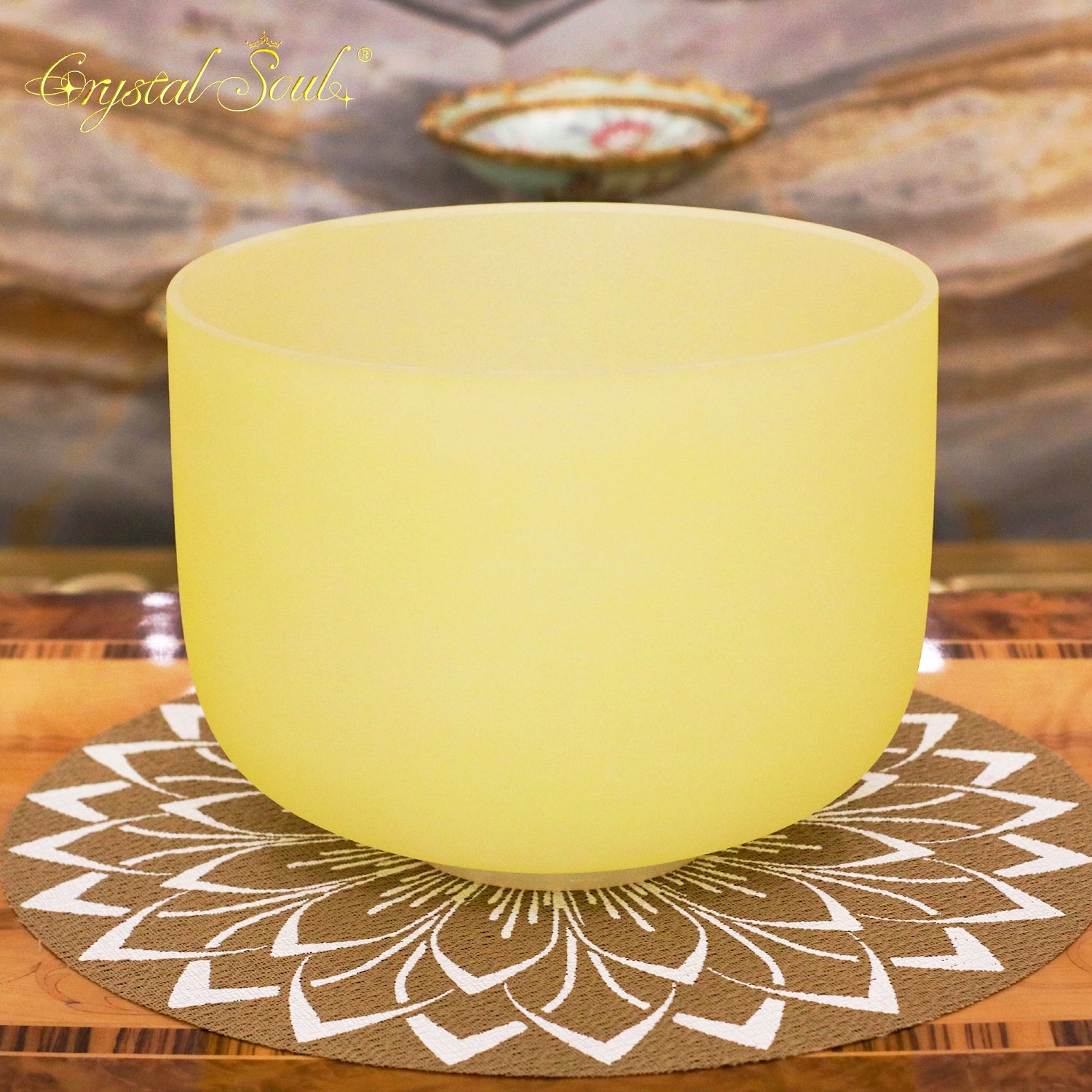 Crystal Soul Macaron Yellow Frosted Crystal Singing Bowl