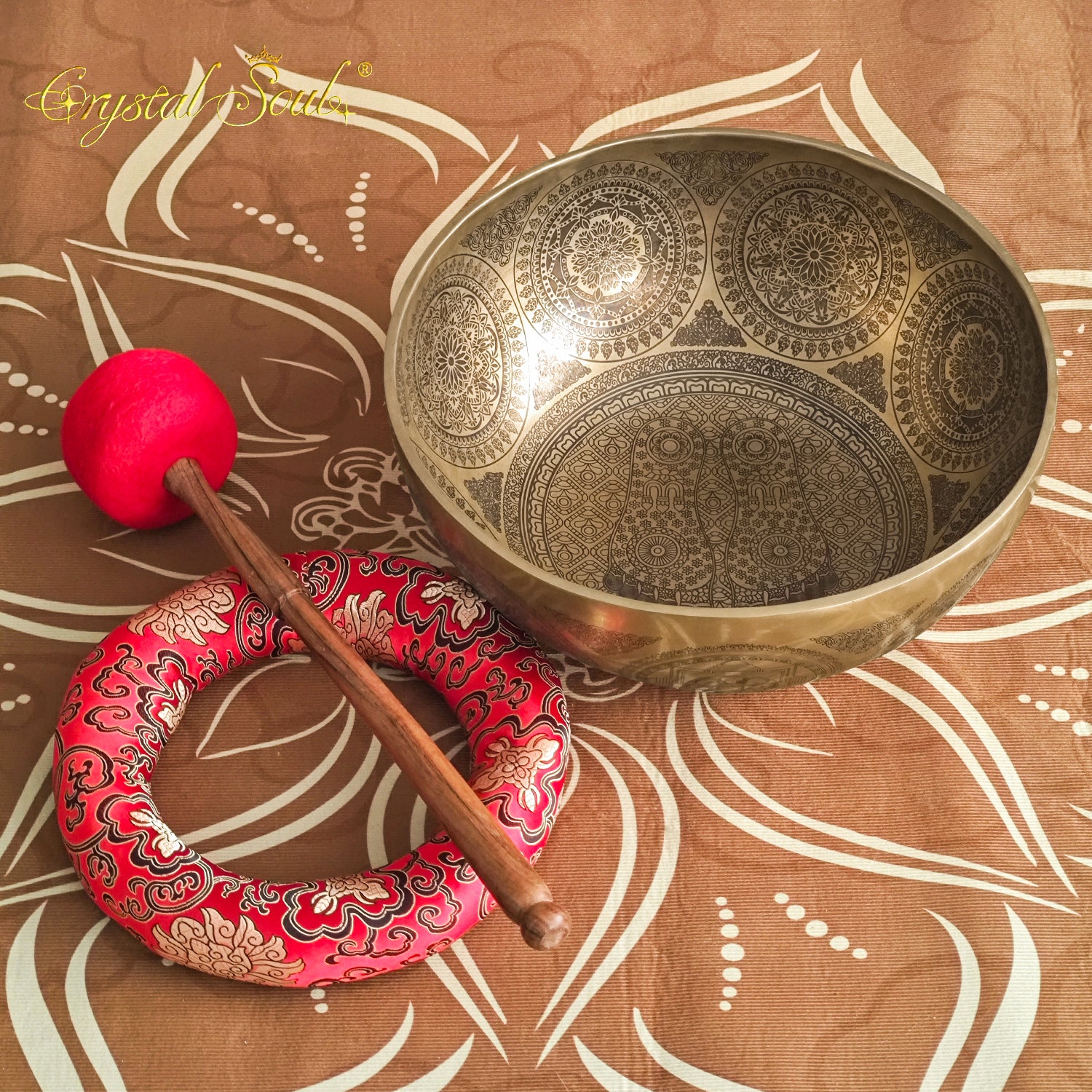 Crystal Soul 40cm Handmade Feet Carved Singing Bowl Standing Bowls