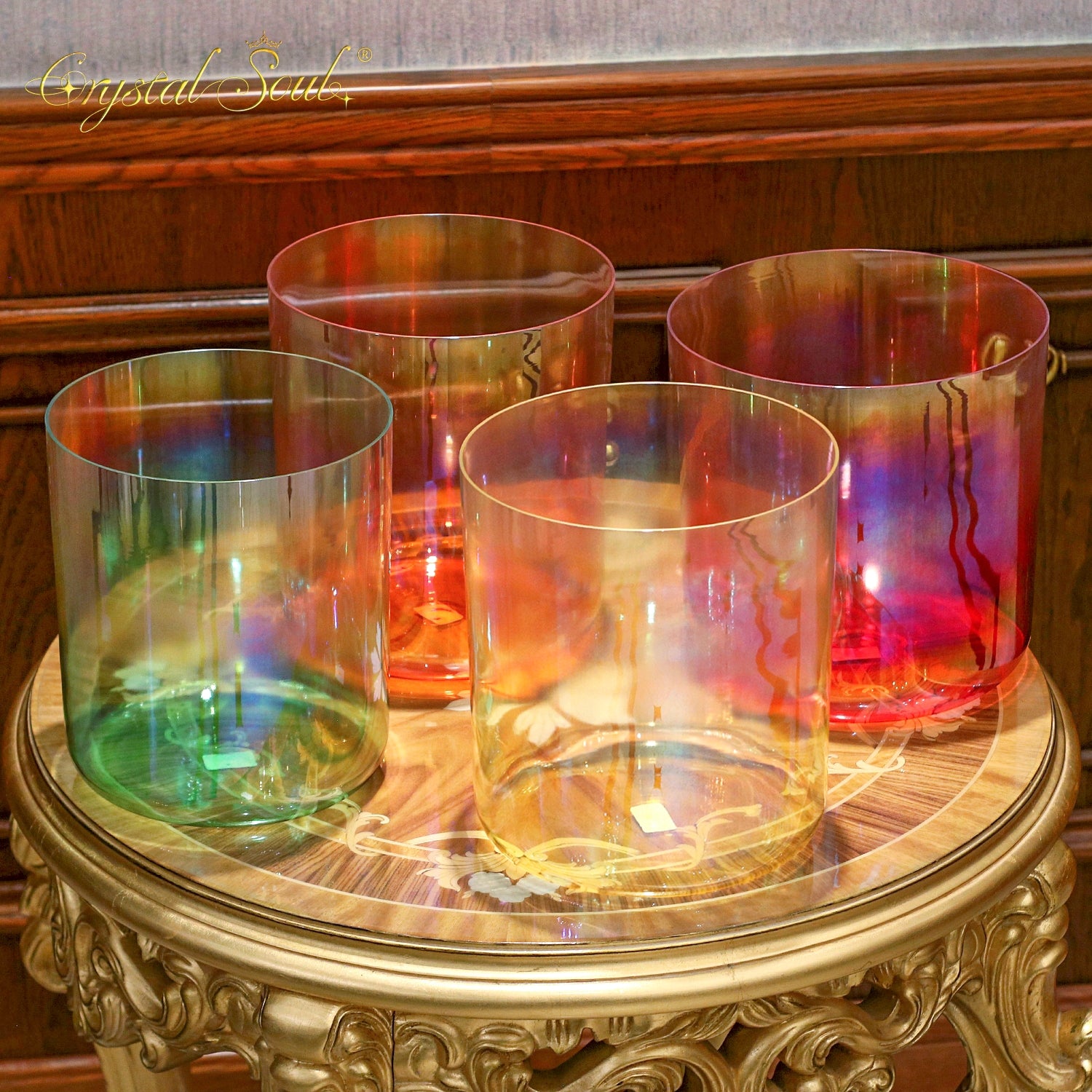 Crystal Soul Classic 7"-8.5" Chakra Alchemy Crystal Singing Bowl Set