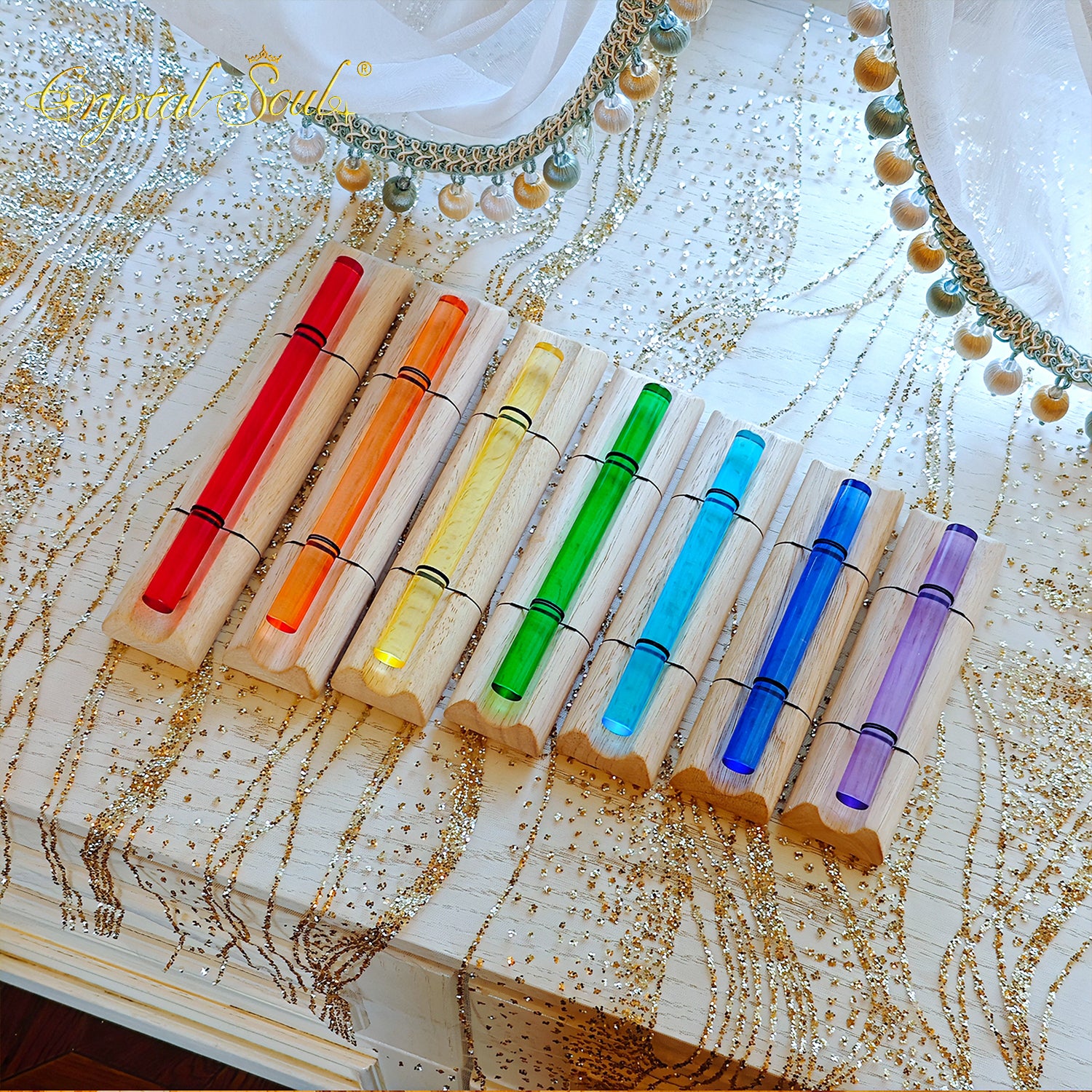 Crystal Soul Chakra Colored Crystal Chimes Set