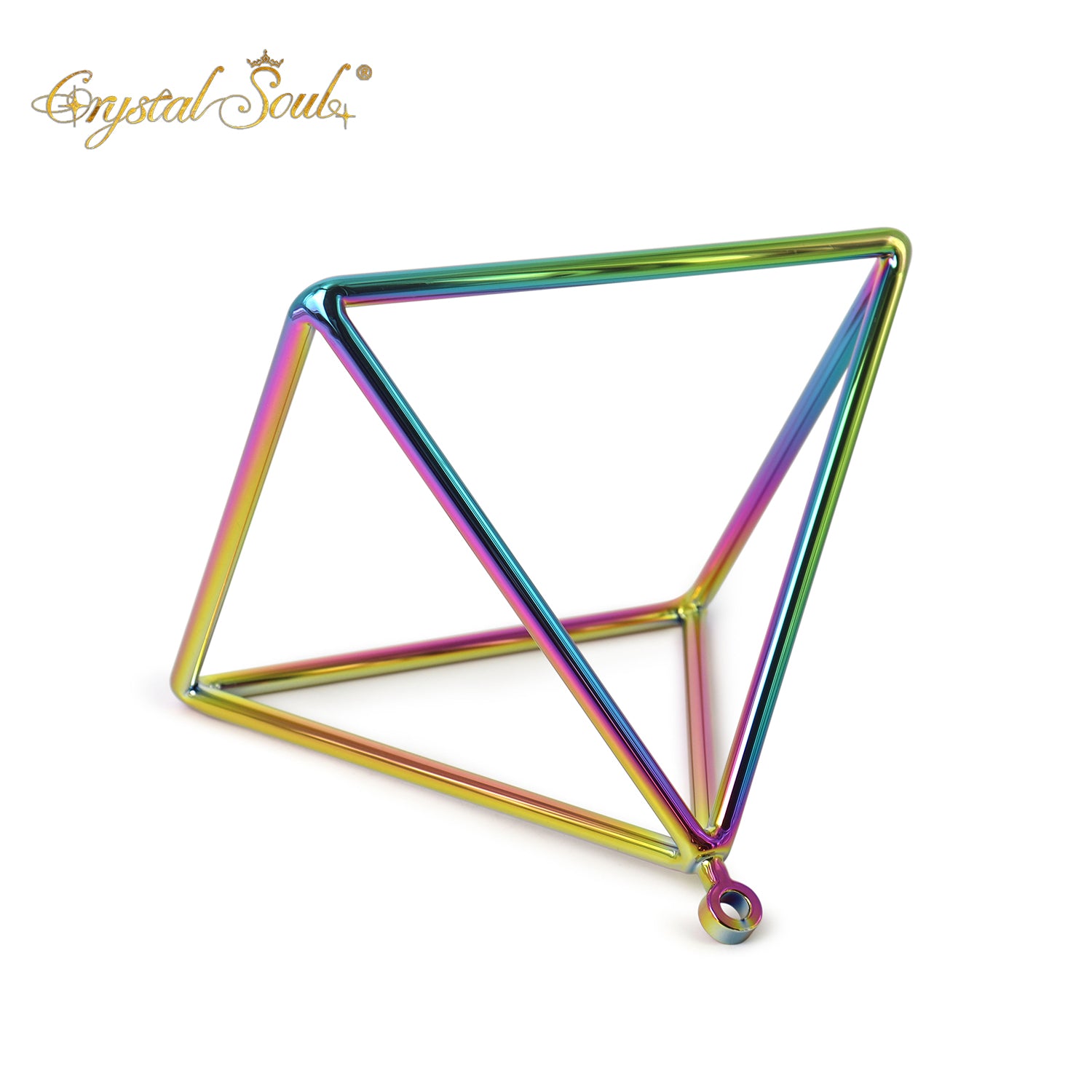 Crystal Soul Pink Green Titanium Steel Crystal Pyramid