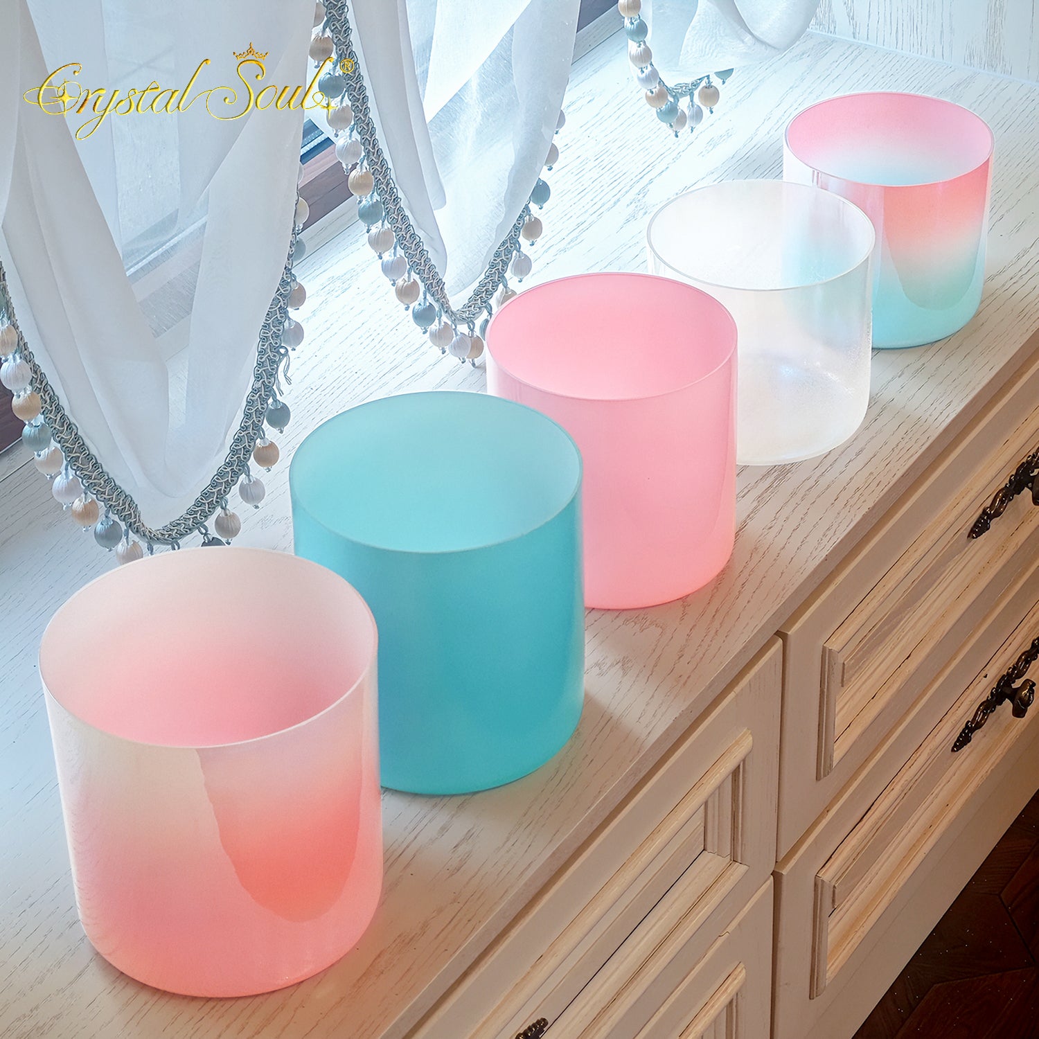 Crystal Soul Sea Breeze Cherry Blossom Premium Custom Edition Alchemy Crystal Bowl Harmony Set