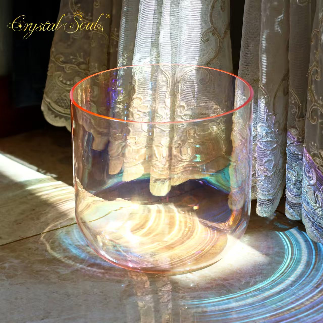Crystal Soul High Quality Thickened Yellow Aurora Alchemy Crystal Bowl