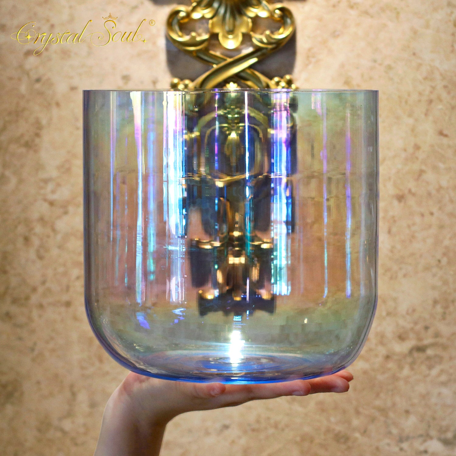 Crystal Soul High Quality Thickened Ice Azure Aurora Alchemy Crystal Bowl