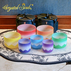 Crystal Soul Classic Chakra Lotus Frosted Crystal Singing Bowl Set