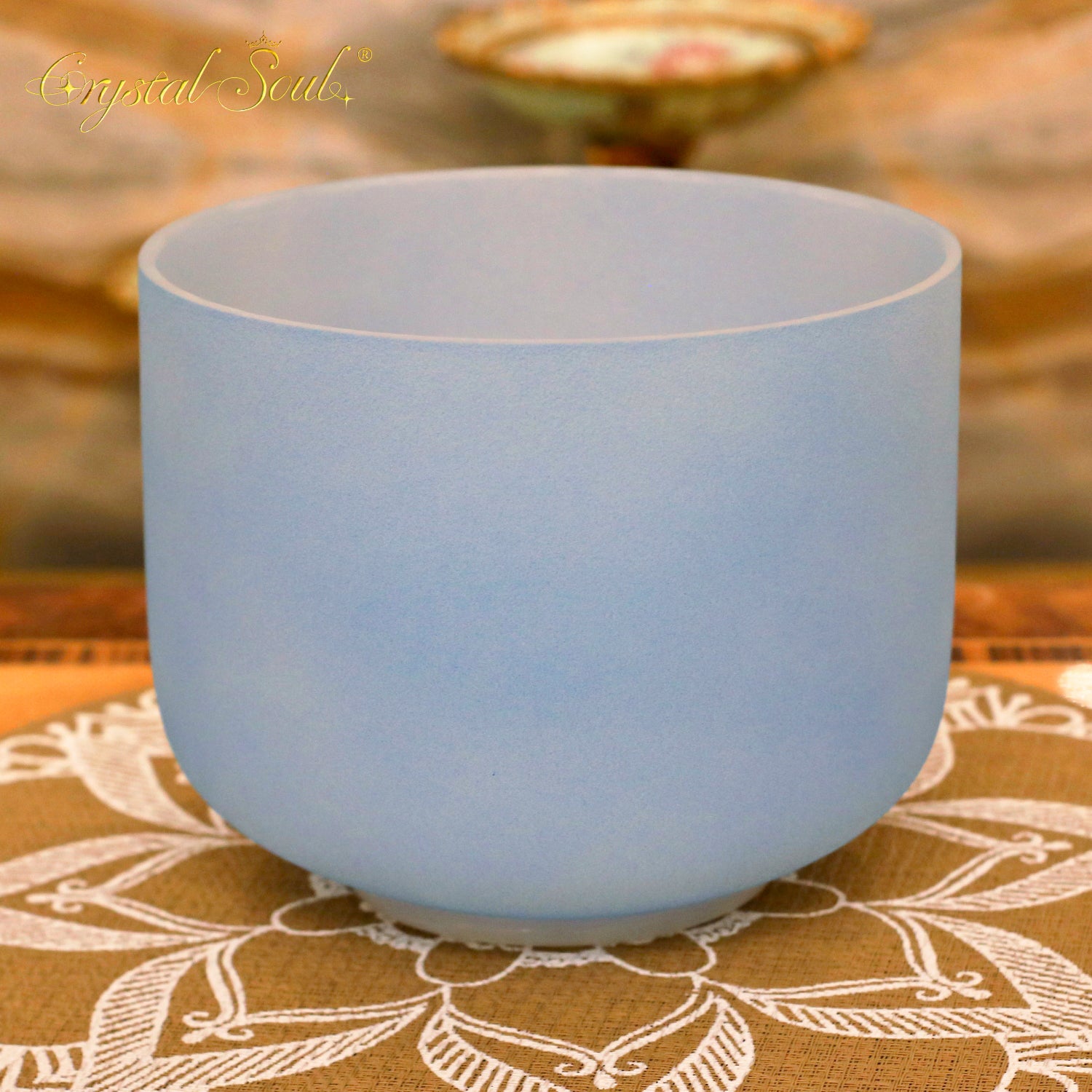 Crystal Soul Macaron Azure Frosted Crystal Singing Bowl