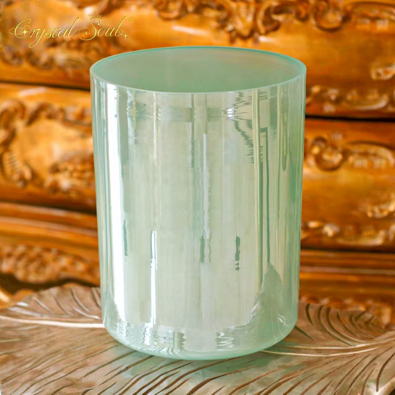 Crystal Soul Pearl Milk Green Extended Height  Alchemy Crystal Bowl