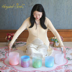 Crystal Soul 528Hz High Quality Sandblasted Dreamy Color Alchemy Crystal Bowl Set
