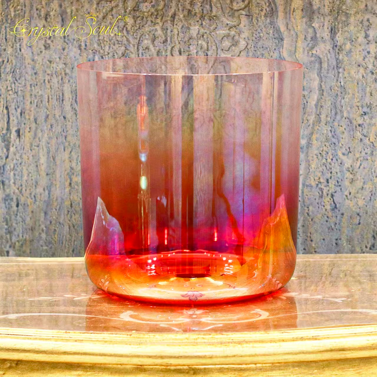 Crystal Soul Classic Chakra Clear Gradient Red Alchemy Crystal Bowl