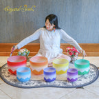 Crystal Soul Classic Chakra Lotus Frosted Crystal Singing Bowl Set