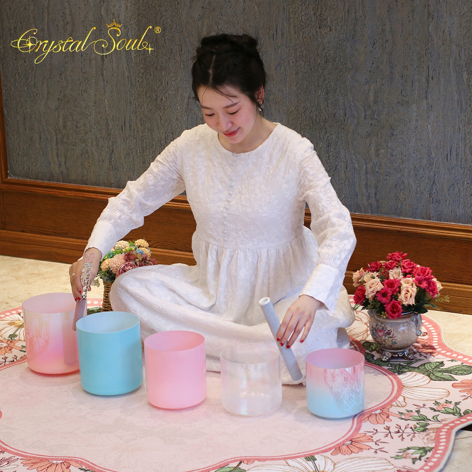 Crystal Soul Sea Breeze Cherry Blossom Premium Custom Edition Alchemy Crystal Bowl Harmony Set