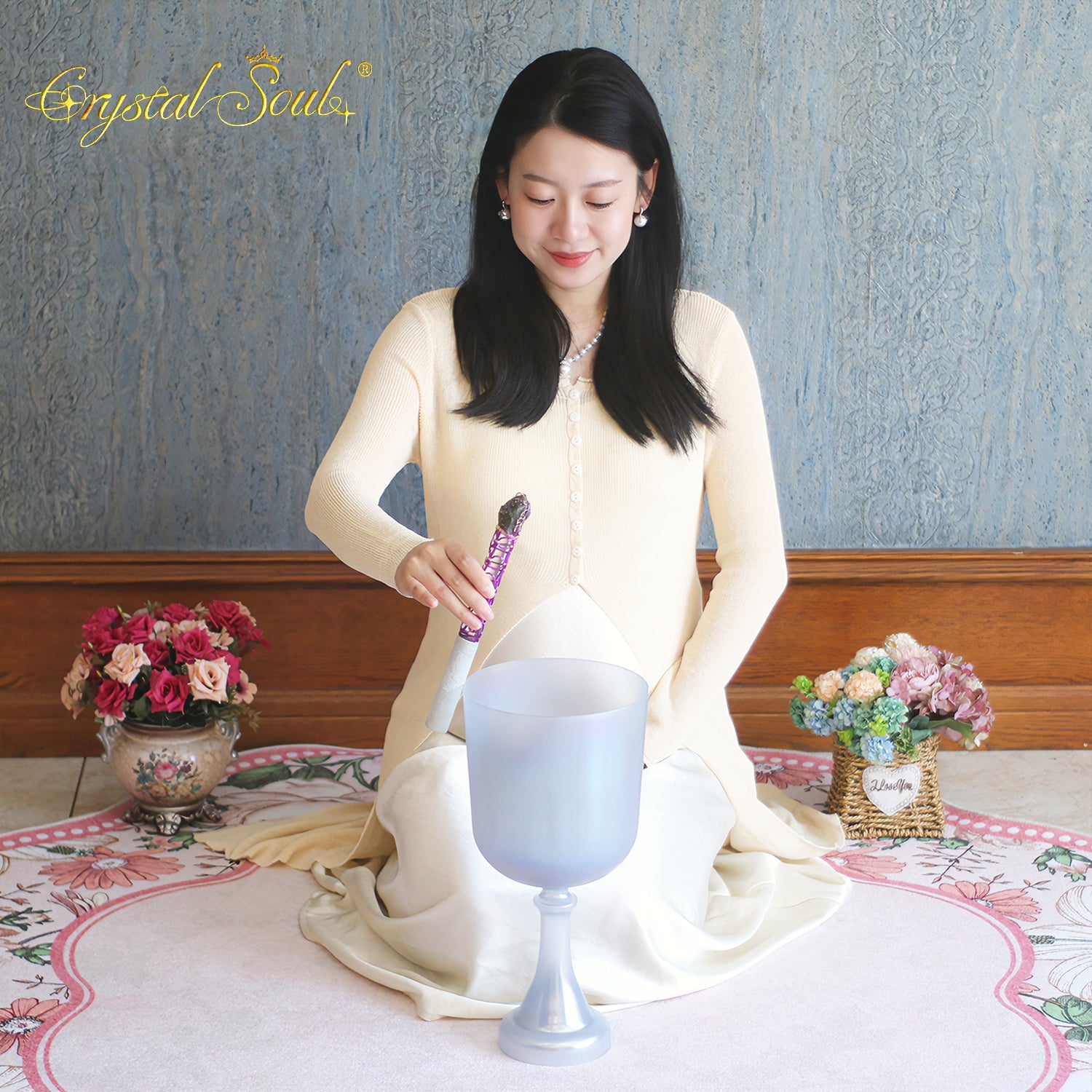 Crystal Soul Mist-Blue Aurora Frosted Holy Grail Alchemy Crystal Bowl