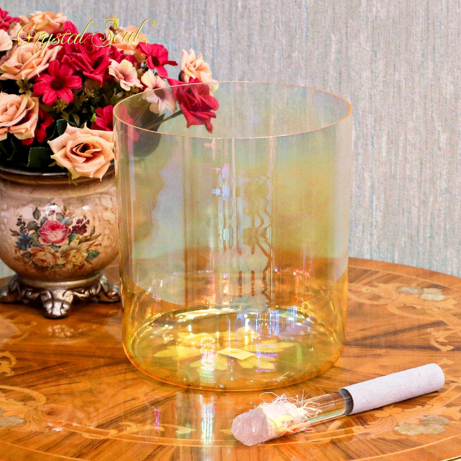 Crystal Soul Classic Chakra Clear Gradient Yellow Alchemy Crystal Bowl